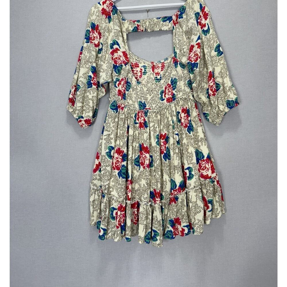 Free People Endless Summer Picnic Mini Dress Womens Large Cream Floral Babydoll - Picture 7 of 15